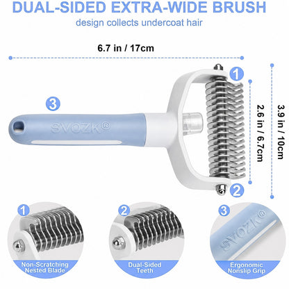 👉 SVOZK® Double-Sided Smart Pet Grooming Brush – 🐾 Hurtless Shedding & Dematting Undercoat Rake for Dogs and Cats