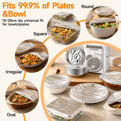 SVOZK® 🍽️Reusable elastic foil covers for bowls, plates and dishes — keep leftovers fresh, prep meals easily, and store food neatly in the fridge. ✨🥗❄️