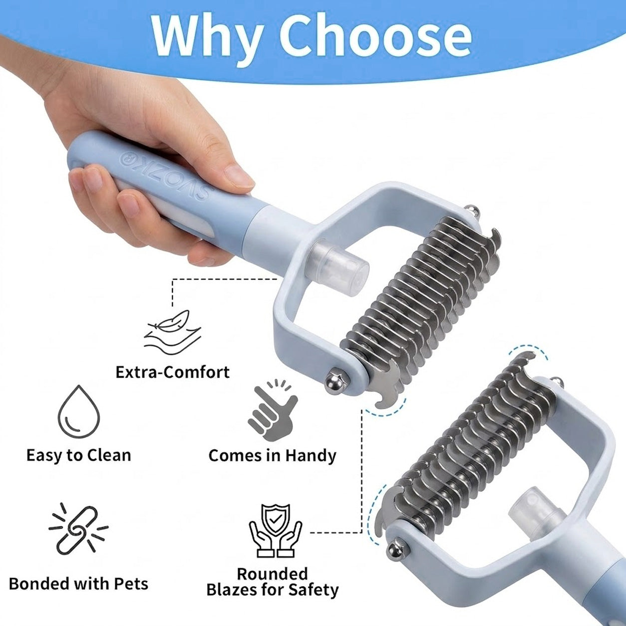 👉 SVOZK® Double-Sided Smart Pet Grooming Brush – 🐾 Hurtless Shedding & Dematting Undercoat Rake for Dogs and Cats