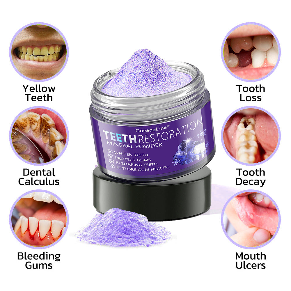 GarageLine® Teeth Restoration Mineral Powder🦷(Suitable for cavities, tooth sensitivity, gum recession, oral inflammation, periodontal problems, and various dental and oral care needs.)