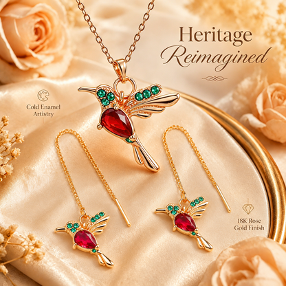 🔥 Last Day: 50% OFF!! | CZTICLE® 🦜2026 Brand-New Upgrade 💥 Exquisite Red Agate Hummingbird Necklace  with Bonus Earrings