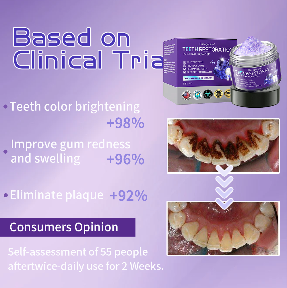 GarageLine® Teeth Restoration Mineral Powder🦷(Suitable for cavities, tooth sensitivity, gum recession, oral inflammation, periodontal problems, and various dental and oral care needs.)