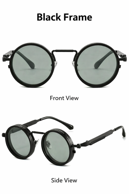 👓 9-Level Adjustable Dimming Polarized Sunglasses with Stepless Rotating Filter, Vintage Steampunk Style