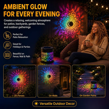 🔥Last Day 50% OFF 丨 REBYIPO® 2-in-1 Solar Mandala Projection Light-Colorful Projection · Outdoor Mosquito-Repelling Aid