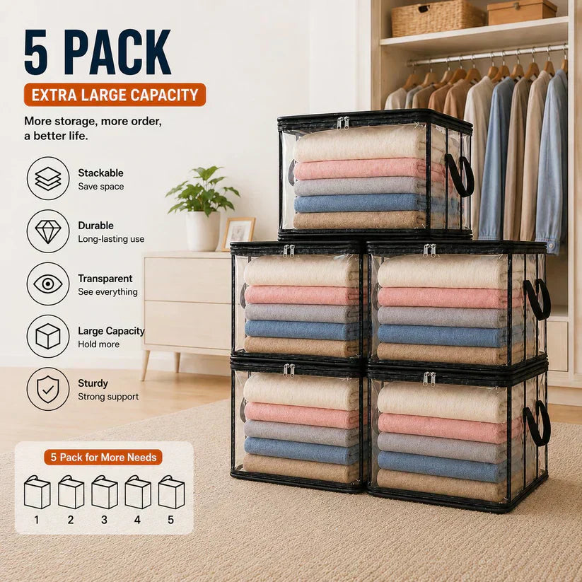 🤩LAST DAY BUY 2 GET 1 FREE!!💕SVOZK® Transparent Storage Bag – Large, Dust & Moisture-Proof with Handle✨Ultimate All-in-One Organizer for Clothes, Toys, Books, Stuffed Animals & Absolutely Everything! 🧸📚👕🧦