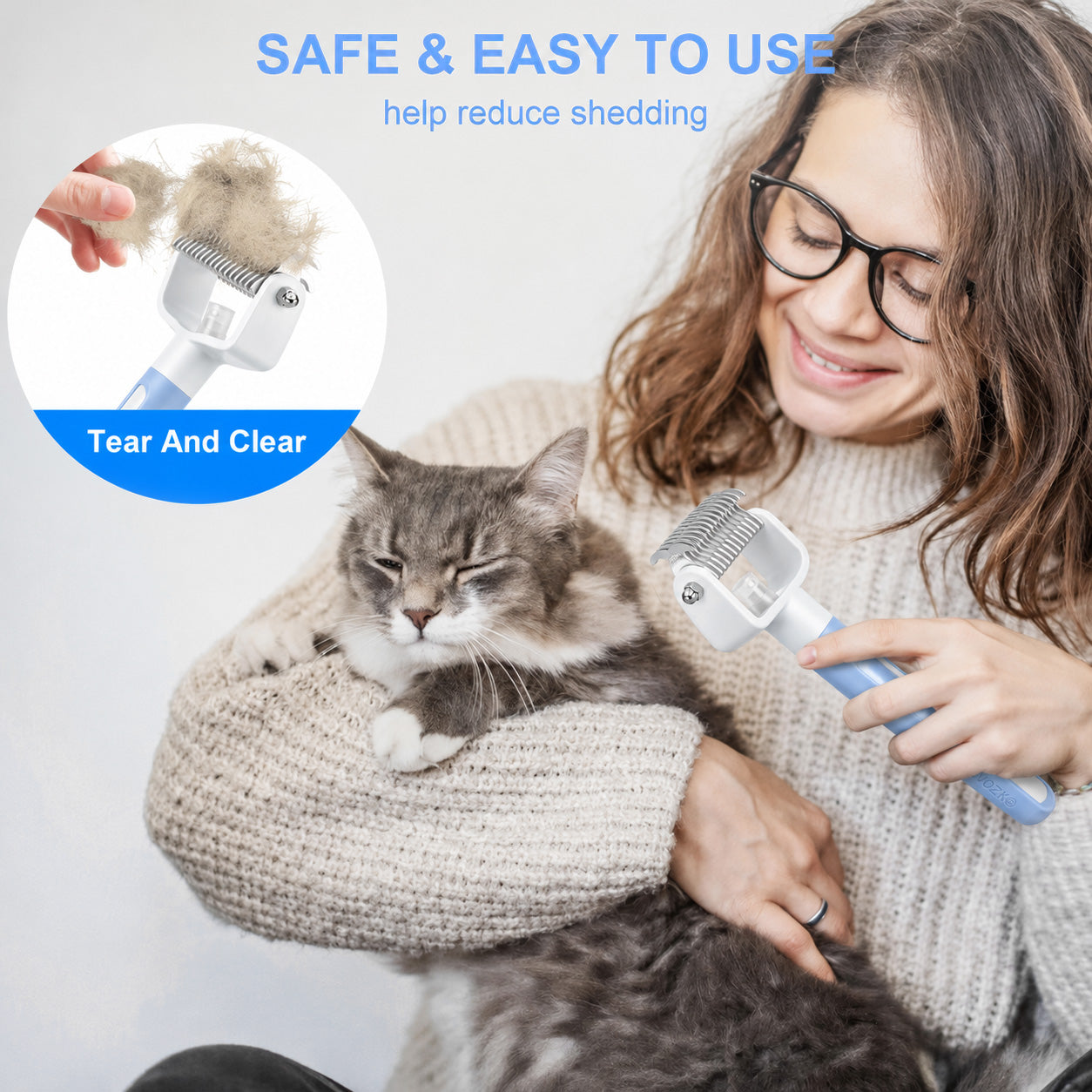 👉 SVOZK® Double-Sided Smart Pet Grooming Brush – 🐾 Hurtless Shedding & Dematting Undercoat Rake for Dogs and Cats