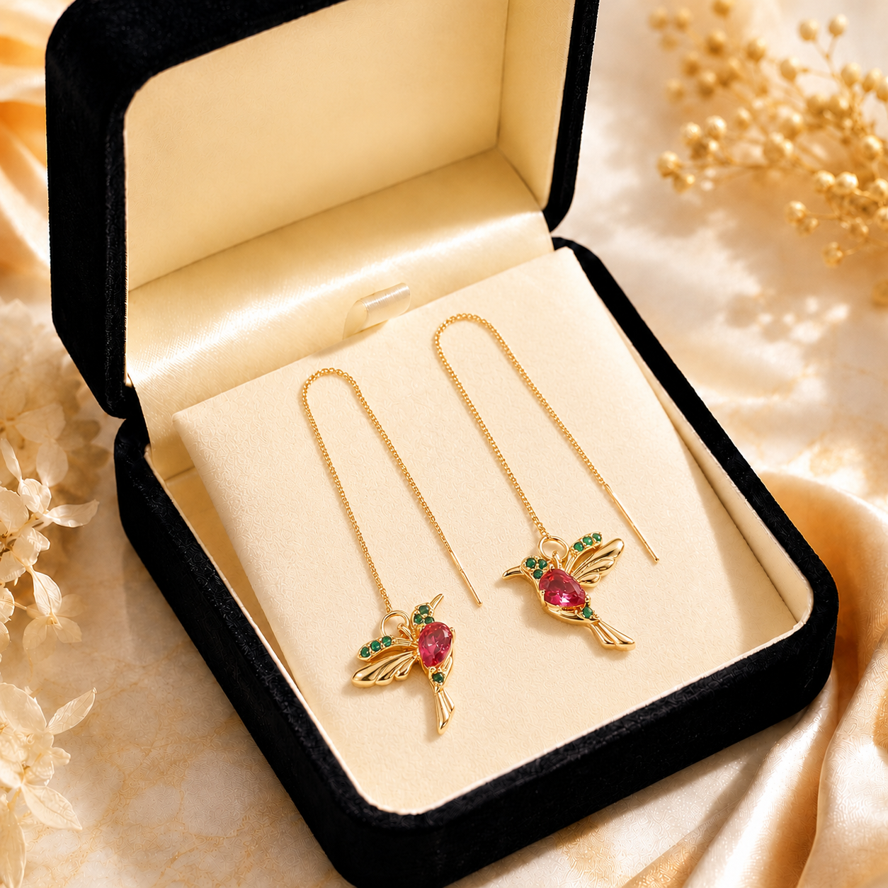 🔥 Last Day: 50% OFF!! | CZTICLE® 🦜2026 Brand-New Upgrade 💥 Exquisite Red Agate Hummingbird Necklace  with Bonus Earrings