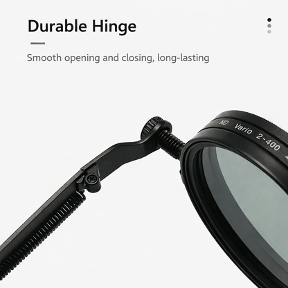 👓 9-Level Adjustable Dimming Polarized Sunglasses with Stepless Rotating Filter, Vintage Steampunk Style