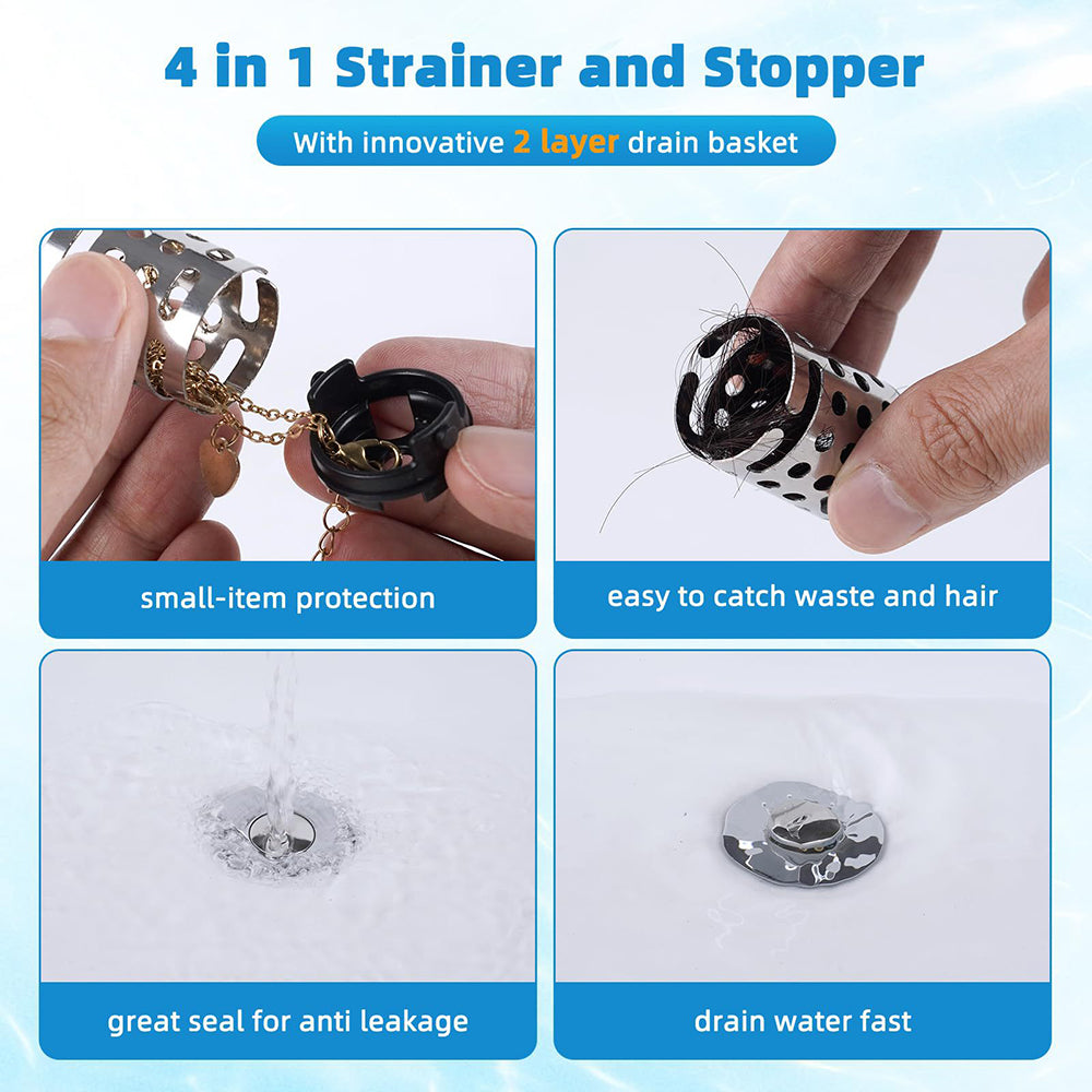 💧HEATWOLF® Upgraded 3-in-1 Bathroom Sink Drain Filter✨✨:with Detachable Base🥇—No manual cleaning required🔥