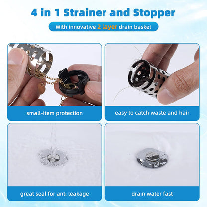 💧HEATWOLF® Upgraded 3-in-1 Bathroom Sink Drain Filter✨✨:with Detachable Base🥇—No manual cleaning required🔥