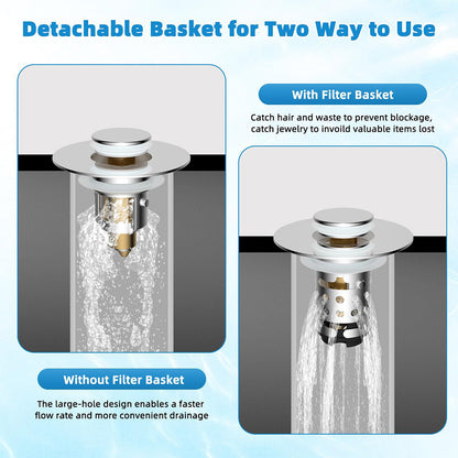 💧HEATWOLF® Upgraded 3-in-1 Bathroom Sink Drain Filter✨✨:with Detachable Base🥇—No manual cleaning required🔥