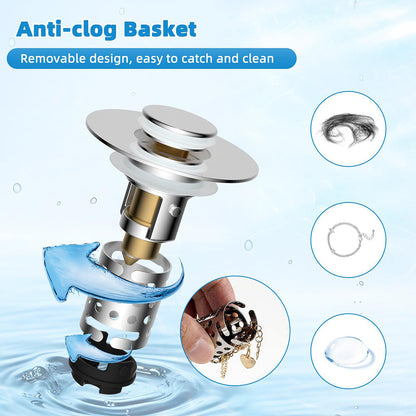 💧HEATWOLF® Upgraded 3-in-1 Bathroom Sink Drain Filter✨✨:with Detachable Base🥇—No manual cleaning required🔥