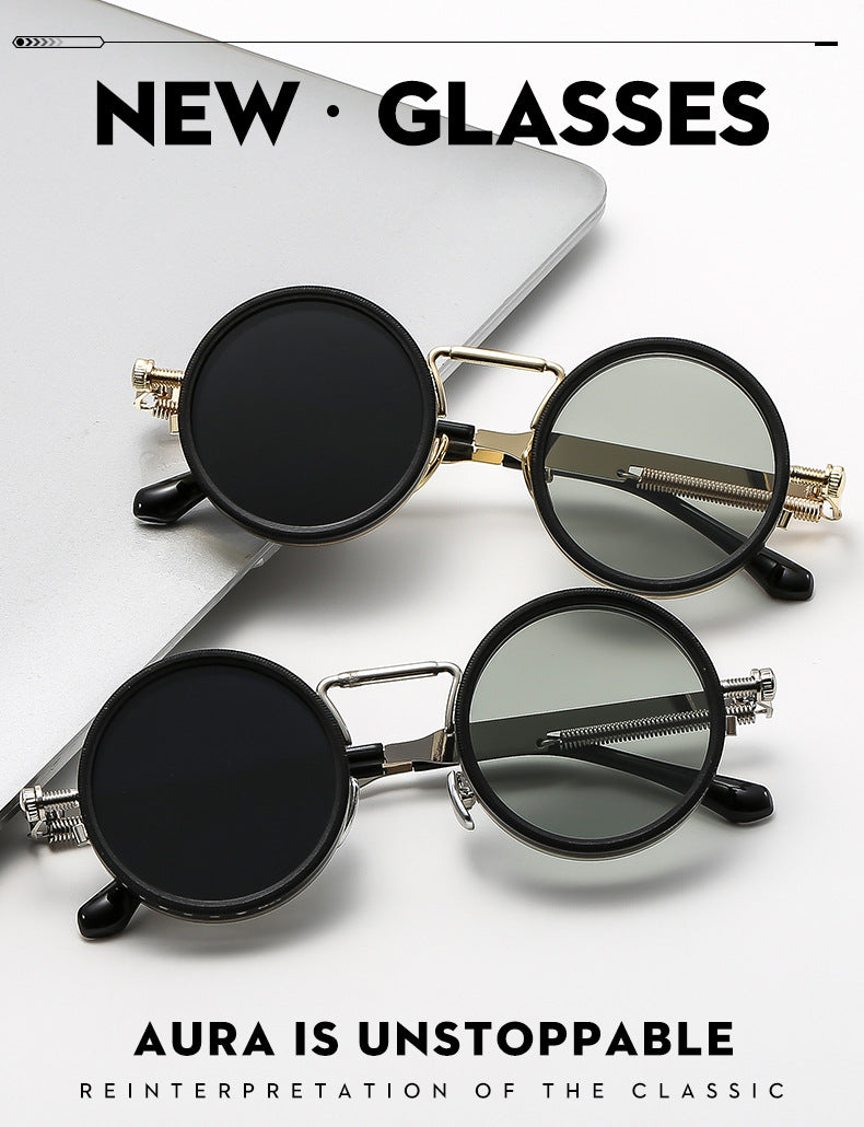 👓 9-Level Adjustable Dimming Polarized Sunglasses with Stepless Rotating Filter, Vintage Steampunk Style
