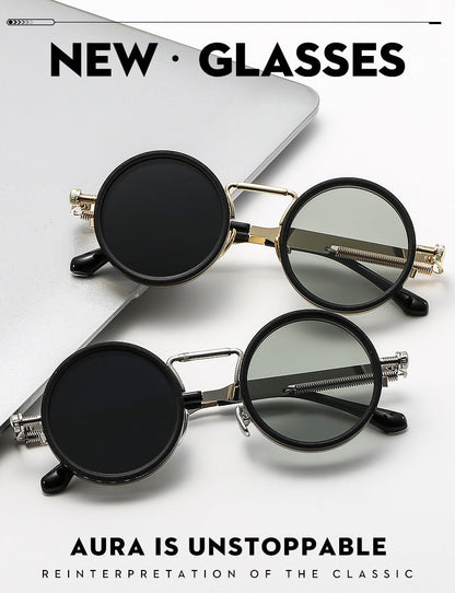 👓 9-Level Adjustable Dimming Polarized Sunglasses with Stepless Rotating Filter, Vintage Steampunk Style