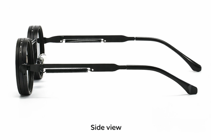 👓 9-Level Adjustable Dimming Polarized Sunglasses with Stepless Rotating Filter, Vintage Steampunk Style