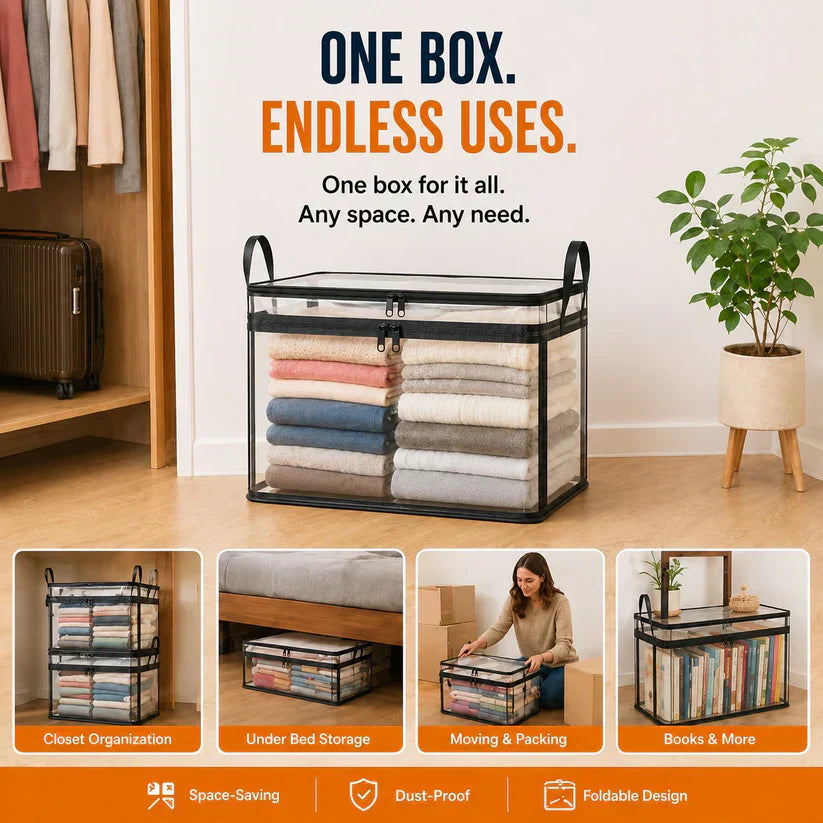 🤩LAST DAY BUY 2 GET 1 FREE!!💕SVOZK® Transparent Storage Bag – Large, Dust & Moisture-Proof with Handle✨Ultimate All-in-One Organizer for Clothes, Toys, Books, Stuffed Animals & Absolutely Everything! 🧸📚👕🧦