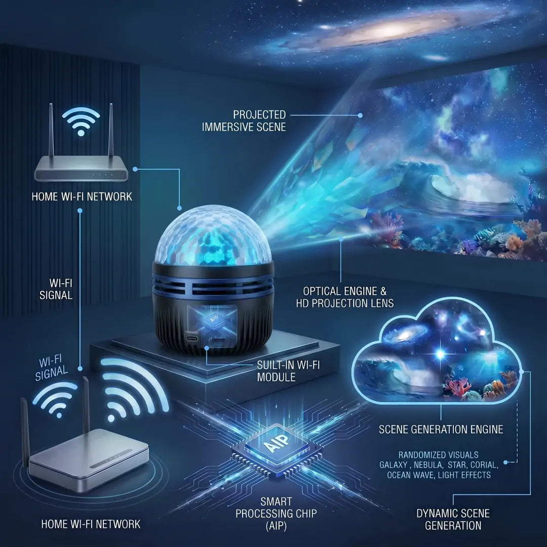 👉Last Day: 70% OFF | 🌞REBYIPO® 360° Night Light Projector - Smart Holographic Star Projector🌌✨
