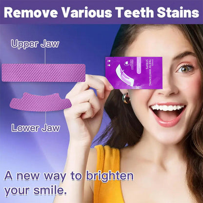 GarageLine® Purple Teeth Whitening Strips - 7/21 Whitening Sessions - Safe for Enamel - Non Sensitive Teeth Whitening - Peroxide-Free