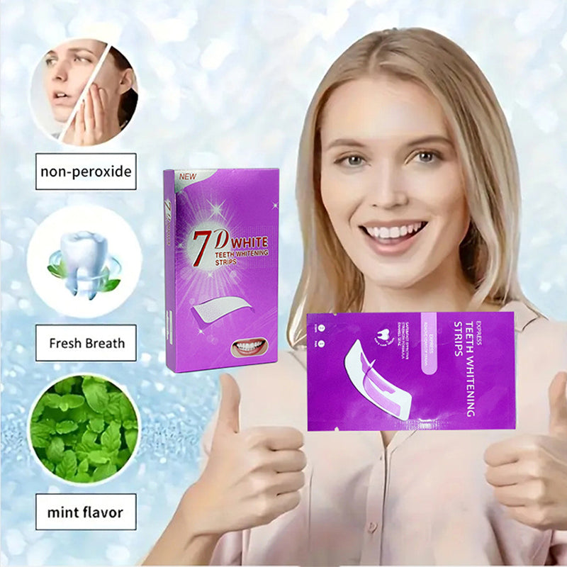 GarageLine® Purple Teeth Whitening Strips - 7/21 Whitening Sessions - Safe for Enamel - Non Sensitive Teeth Whitening - Peroxide-Free