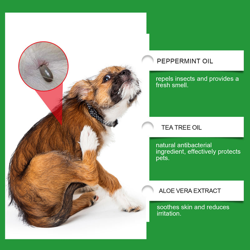 🥳 2026 HOT SALE🥳 💐50K+ SOLD!🍃🐾 50% OFF! Natural Flea & Tick Spray – Peppermint & tea tree oil, safe for cats & dogs. Soothes itchy skin, no harsh chemicals. Just spray & go. A gentle pest solution. 🌿✨